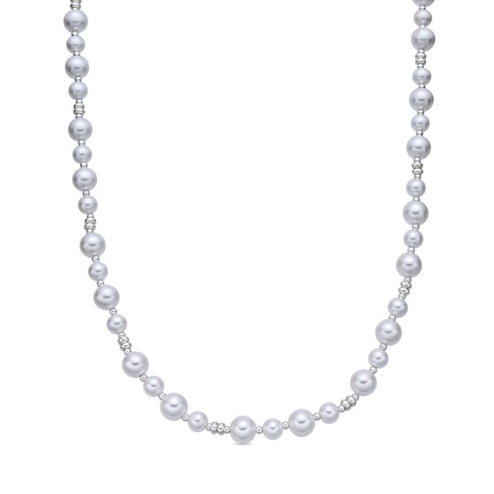Collier - LUXENTER - Akio - perle blanche - finition rhodiée - alliage métallique