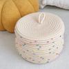 Корзина для хранения из хлопковой веревки с крышкой, настольный ящик для хранения ключей, плетеная корзина для хранения косметики, нижнее белье