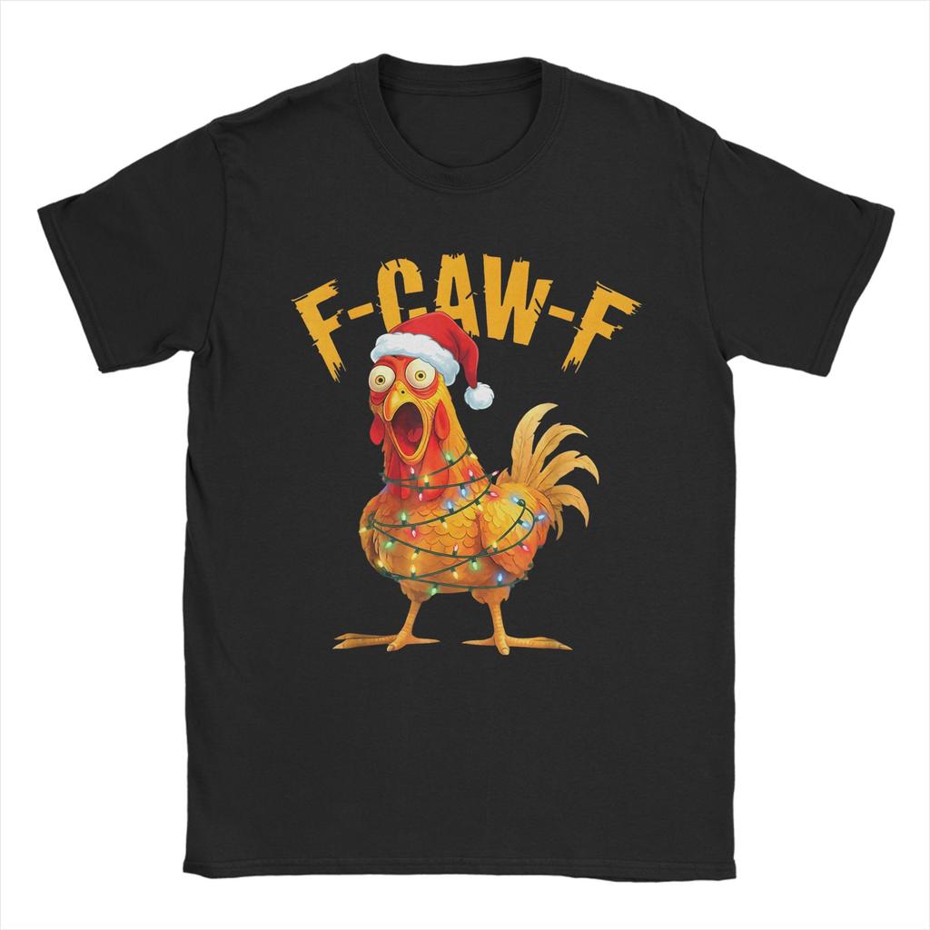 F-Caw-F Funny Chicken Christmas Xmas T-Shirt FCawF Rooster Meme Gift Popular T-Shirts Short Sleeve Summer Plus Size Top Tees