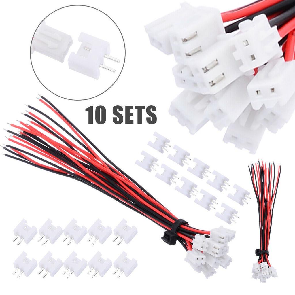 10 Sets 2 Pin Mini For JST XH2.54mm 24AWG Connector Plug With Wires 200mm Tool