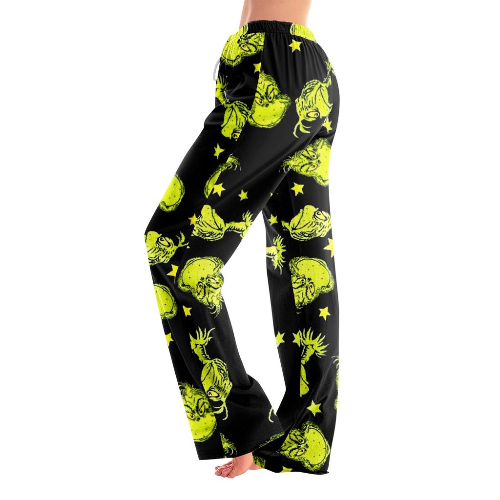 Pajama Pants Sleepwear Casual Drawstring Elastic Waist Pants Comfy Straight Yoga Loose Trousers