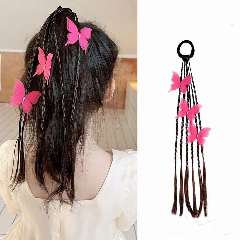Милый парик, косичка для детей, девочка, шикарный бант-бабочка, кроличьи ушки, детский парик, косичка, повязка для волос, аксессуары для волос, головной убор, украшение