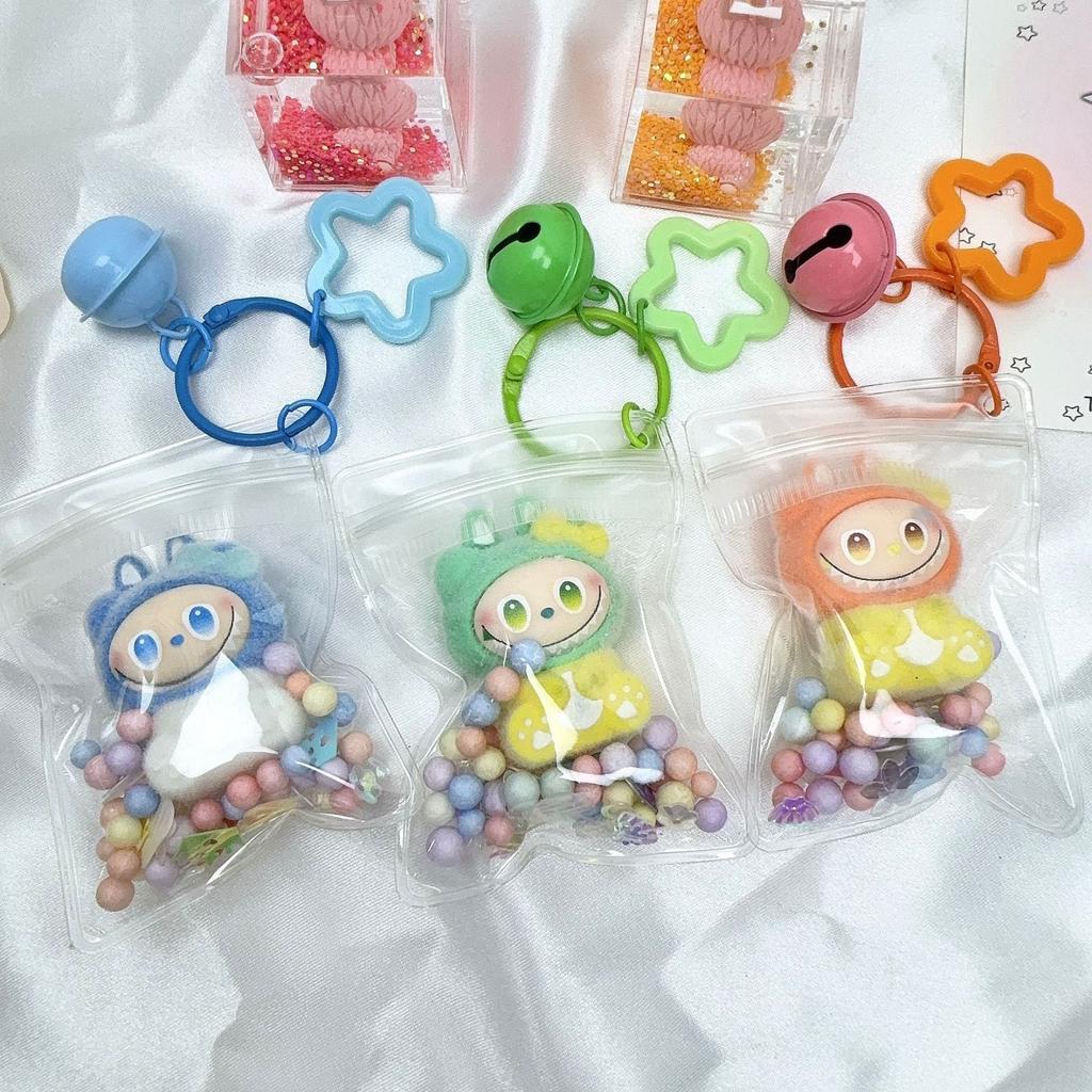 Transparent Dust Bag Bow Labubu Baby Bag Pendant Keychain Baby Walking Bag Decoration Cute Trendy Play