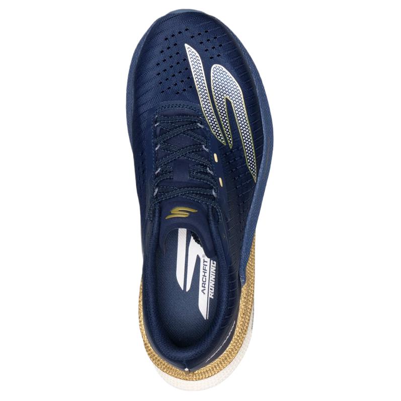 Skechers Аэро Кроссовки для бега с удобной посадкой, сетчатые, прочные, дышащие, поддерживающие, с возвратом энергии, женские, сине-золотые 172240-NVGD