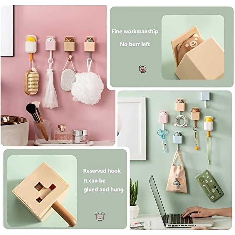 Крючок с мультяшным котом, самоклеящиеся вешалки для дверей общежития, спальни, крючки, ключ, зонтик, вешалка для полотенец, вешалка для пальто, настенная вешалка для украшения животных