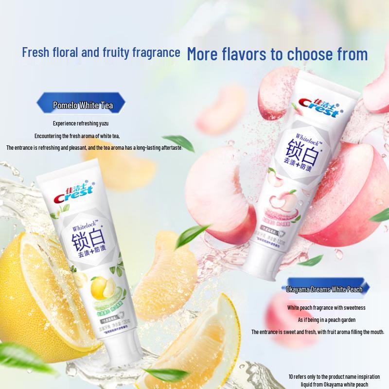 Crest Dual-Color Lock White Toothpaste, Grapefruit White Tea