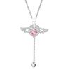 INS Style Fashion Cupid Heart Necklace Zircon Women's Light Luxury Romantic Angel Wings Women