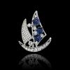 Zinc Zinc Alloy Rhinestone Sailboat Brooch Boat Badge Suit Lapel Pin Suit Collar Pin  Jewelry Accessories
