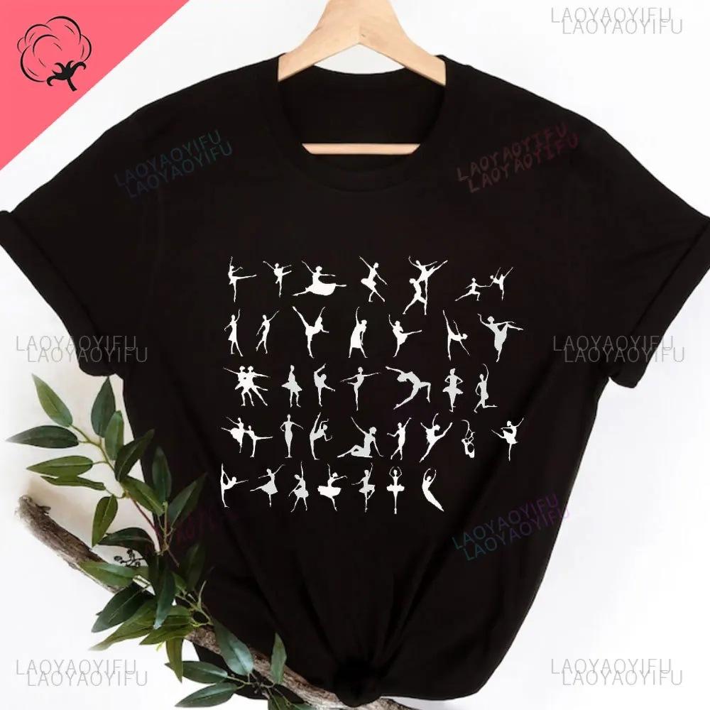 Polyester 100% Ballet Dancer Printed High Quality T-Shirt Women Shirt Aesthetic Clothes Harajuku Graphic T Shirts Tops Aesthetic
