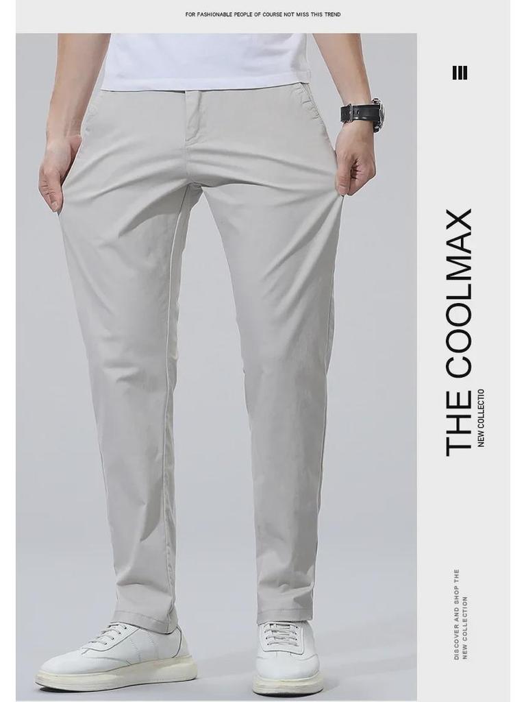 Легкие повседневные брюки из эластичной ткани для мужчин — дышащие, универсальные прямые брюки для весны и лета