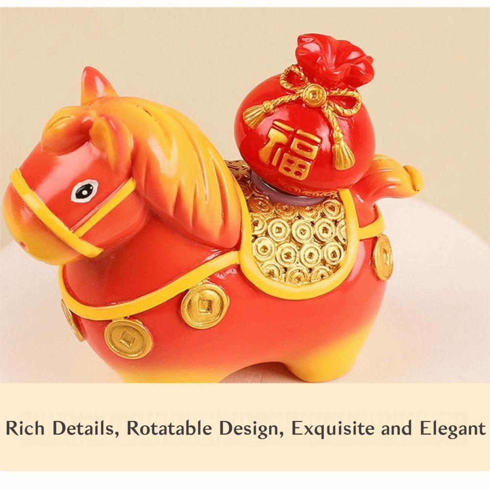 Handcrafted Zodiac Horse Ornaments Rotatable Zodiac Horse Figurines Chinese New Year