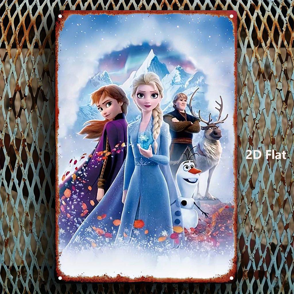 2D Плоский, 1 шт. Металлический настенный декор Disney Frozen II Эльза, Анна, Кристофф и Свен - Официальное украшение на день рождения или Рождество «Холодное сердце» -