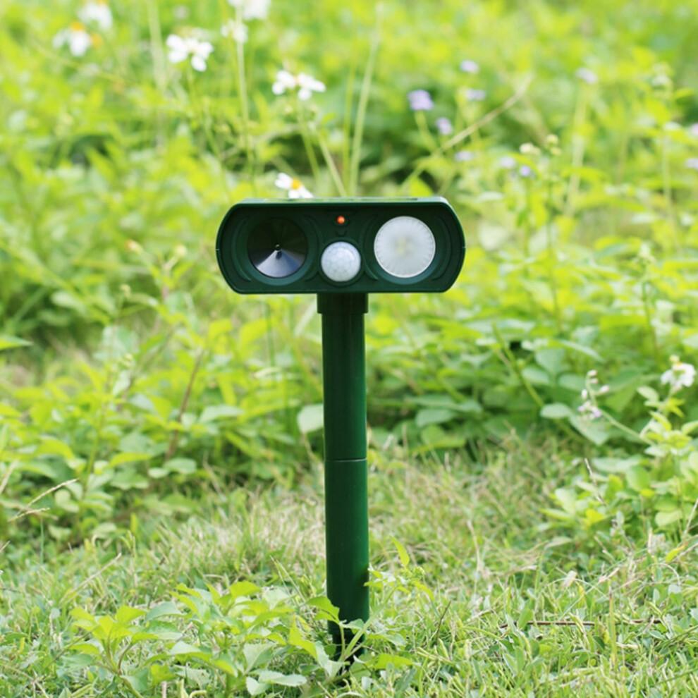 Protecteur de jardin, répulsif ultrasonique pour animaux avec détection de mouvement, lampes LED clignotantes à énergie solaire, construction