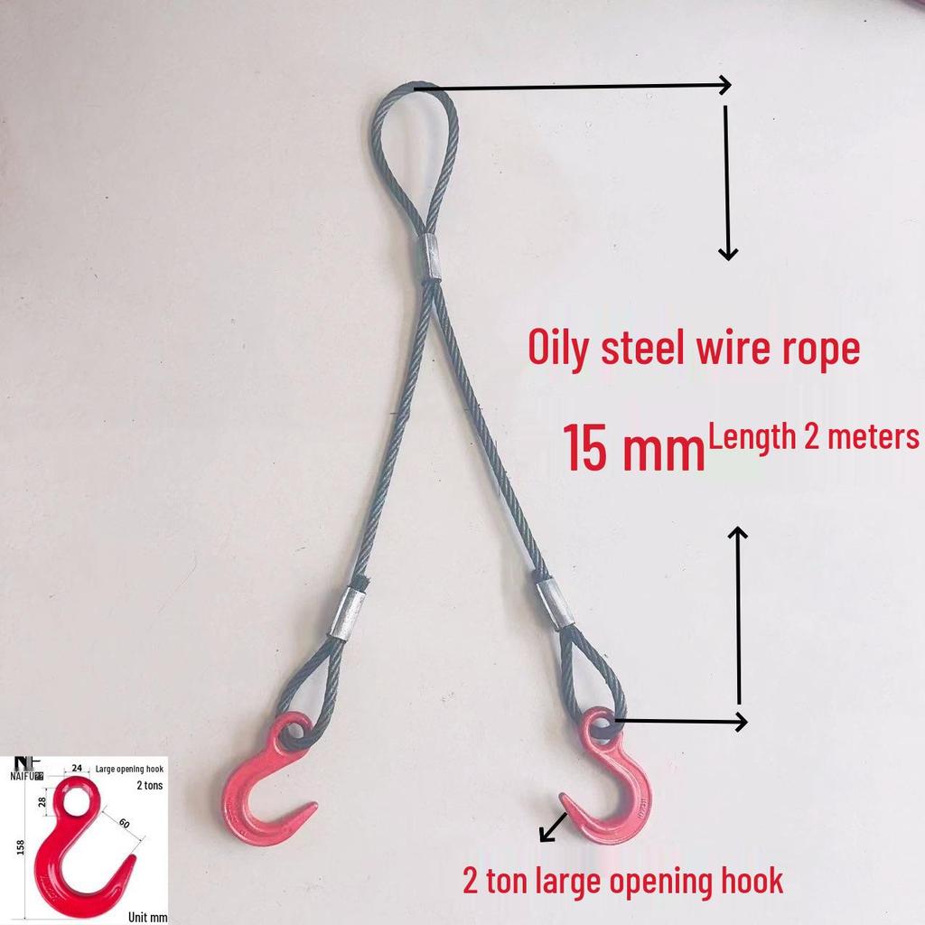 Двухветвевой строп из плетеного стального каната с крюками для такелажа при обслуживании кранов