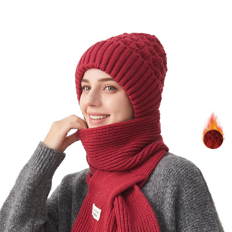 Зимние вязаные шапки и шарфы Skullies, комплект из холодного шарфа для защиты ушей, теплые шапки для девочек, ветрозащитные шапки для велоспорта и женщин, кепки для активного отдыха