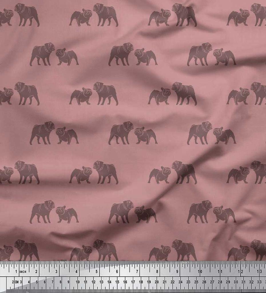 Soimoi Японская креп-сатиновая ткань с принтом Bull Dog на метр шириной 42 дюйма