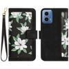 For Motorola Moto G 5G (2024) Case Flower Pattern PU Leather Phone Cover with Card Holder