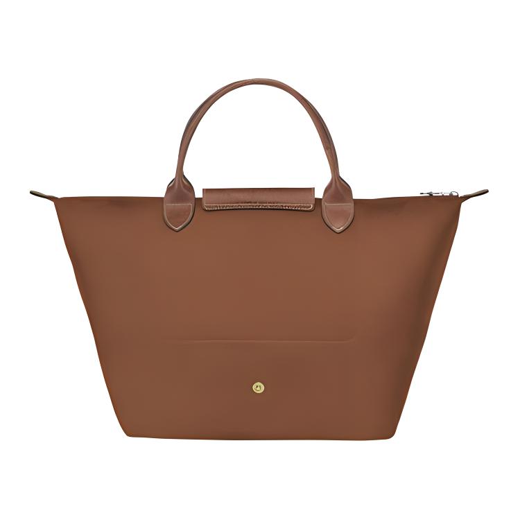 Longchamp Le Pliage Club Solid Color Strapless Flap Short Handle Zipper Closure Leather Tote Bag Small Women tote bag Cognac 1623089504