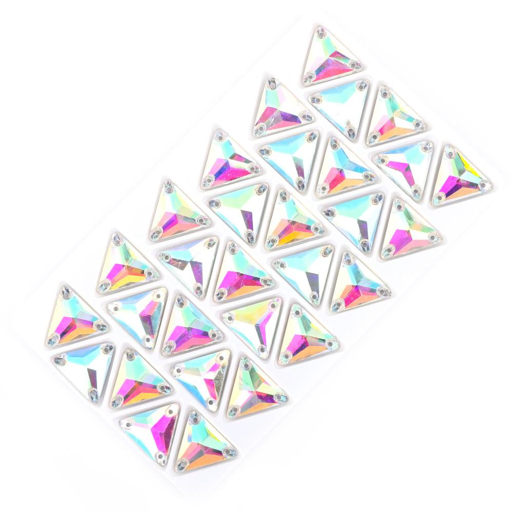 Треугольное стекло с плоским дном, пришивное, страз, белое, AB, пришивной стеклянный страз, высокая вспышка, кристалл-бриллиант для DIY, одежда со стразами