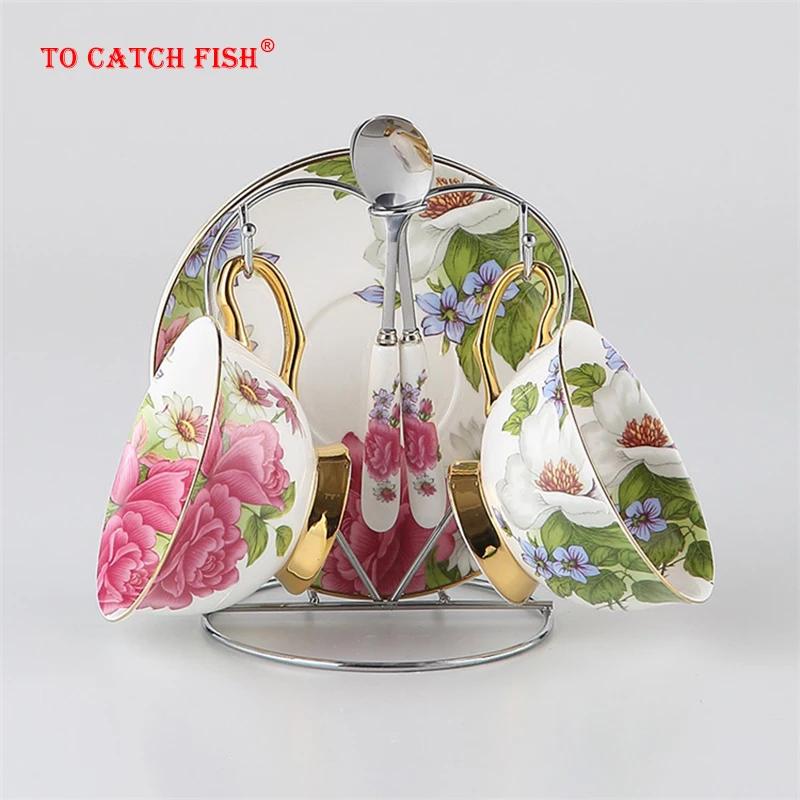 European Royal Coffee Cups,Lover Couple Mugs Bone China Ceramic Tea 2 Cup 2 Saucer Set Advanced Porcelain Mug For Afternoon Tea