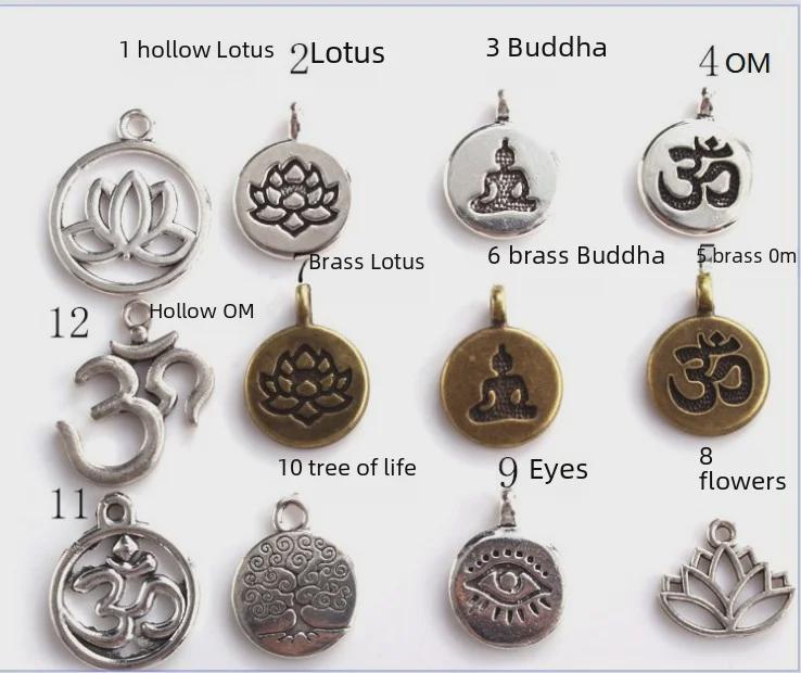 108-элементный 8-миллиметровый браслет из бусины лазурита с кристаллом лотоса ОМ глаз Будды и агатом, ожерелье с подвеской