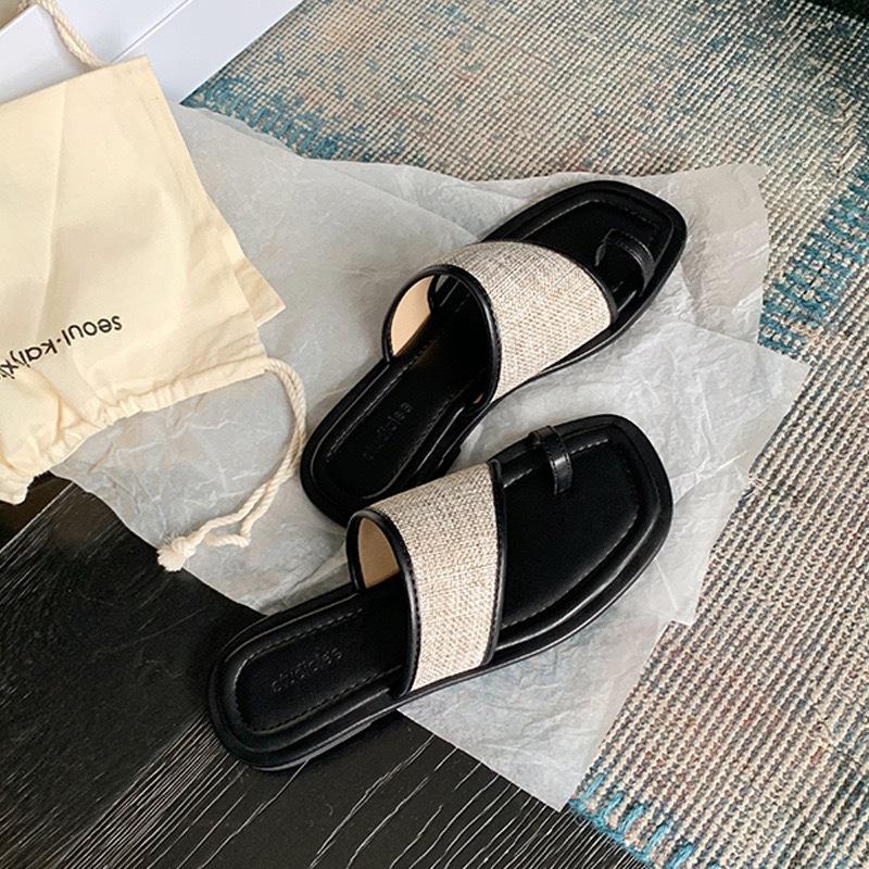 Версия из овчины повседневные летние с квадратным носком соломенные плетеные шлепанцы на плоской подошве женские из натуральной кожи шлепанцы-полуторки прохладные шлепанцы