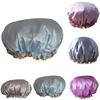 Waterproof Satin Shower Cap Elasticated Reusable Salon Hat Double Protector