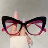 Модные женские очки в европейском и американском стиле, ретро, с большой оправой «кошачий глаз», блокирующие синий свет, с уникальной цветовой блокировкой.