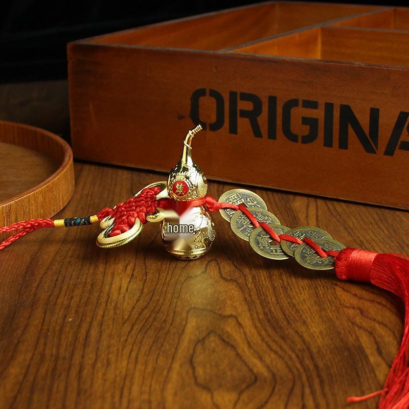 Tangteng Auspicious Knot Tassel with Gourd & Five Emperors Coins - House Blessing or Car Hanging Ornament