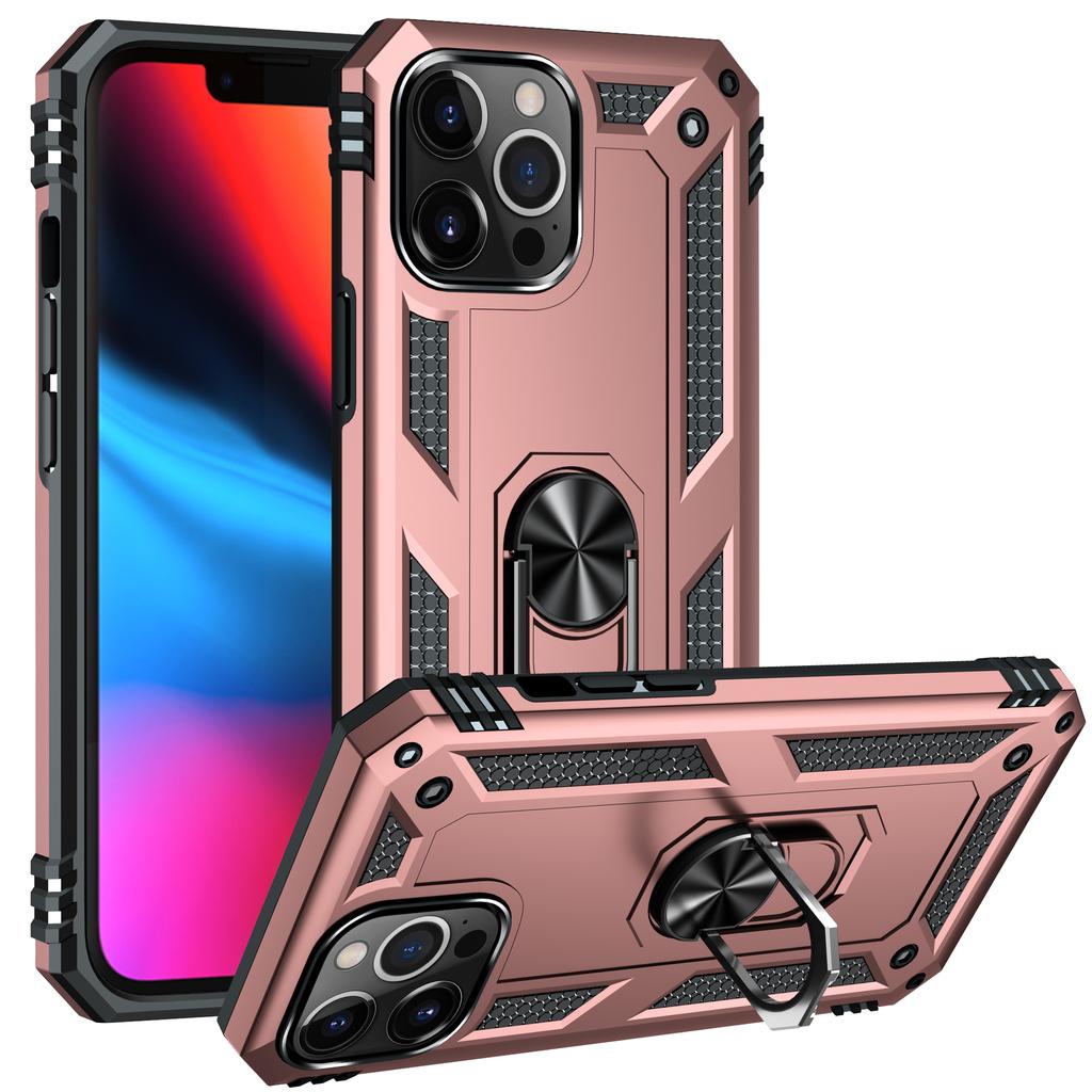 For iPhone 15 14 Plus Armored Four Corner Anti Fall Phone Case For iPhone 13 12 Pro Max MiNi Ring Holder Phone Case