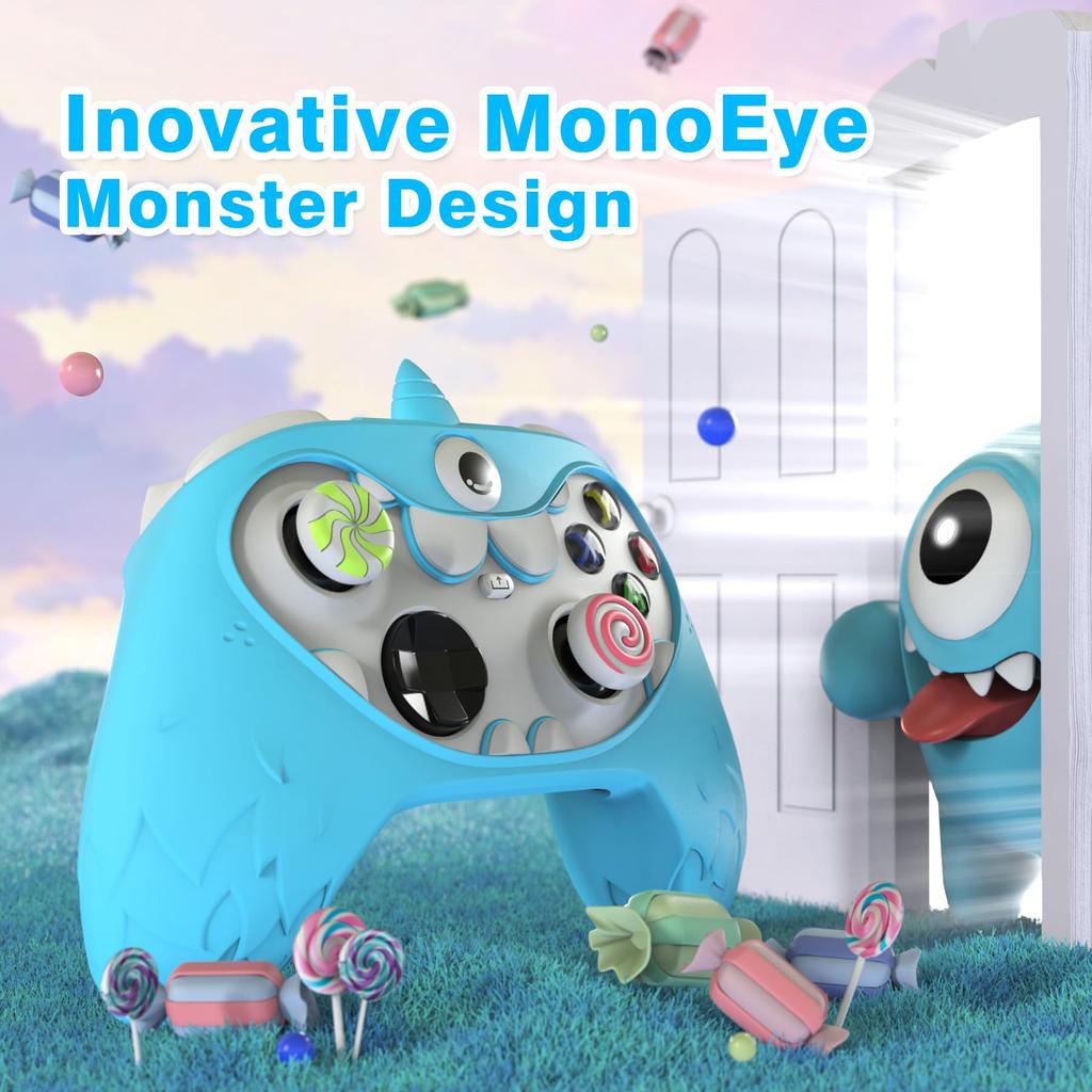 PlayVital Monoeye Monster Cute Silicone Cover для Xbox Series Grip Cover для Xbox Core Full поставляется с колпачком для джойстика и наклейкой для контроллера X/S,