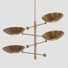 Stilnovo-Style 4-Arm Curved Disk Shade Sputnik Ceiling Pendant – Handmade Raw Brass Chandelier Fixture