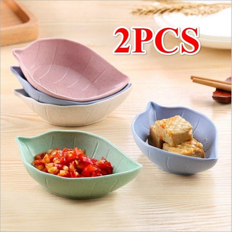 2023 New Pcs Wheat Straw Leaf Shaped Plate Food-Snack Dish Ramen Bowl Coconut Bowl