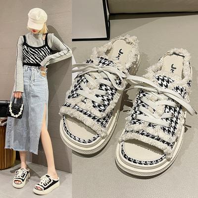 Женские парусиновые балетки Женские повседневные туфли на шнуровке Женские шлепанцы на платформе Женские джинсовые пляжные сандалии с открытым носком 2024