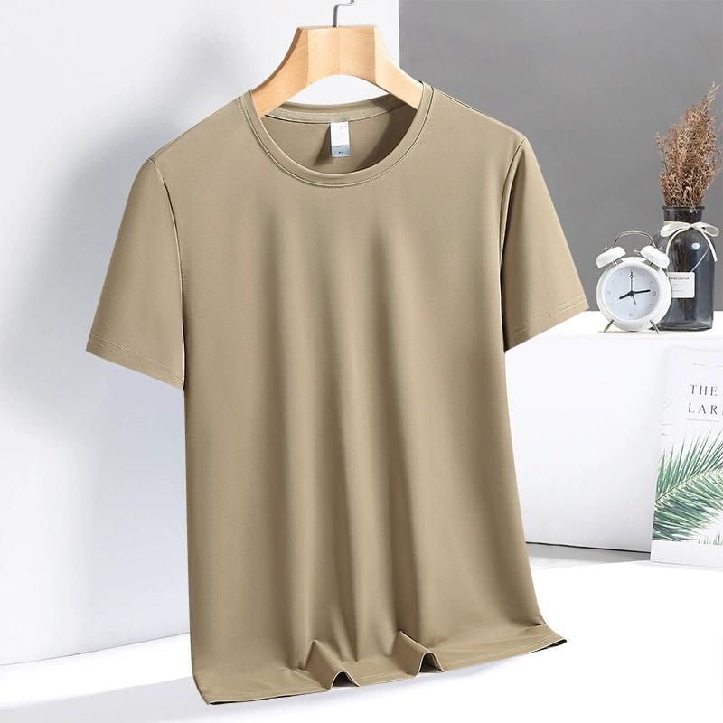 Ice Silk Short Sleeved T-shirt with Breathable Top Inside, Men's Round Neck Half Sleeve Casual