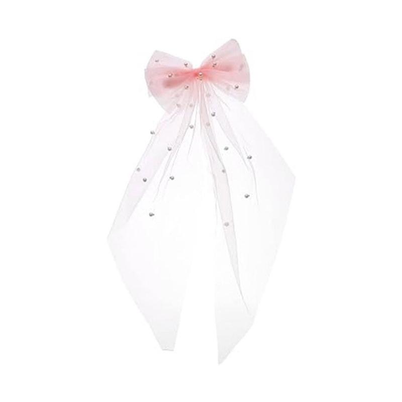 Свадебная Вечеринка Фата Невесты с Отделкой Бисером Двухслойная Банты Свадебная Фата Элегантная Короткая Фата Невеста Подружка Невесты Аксессуары для Волос