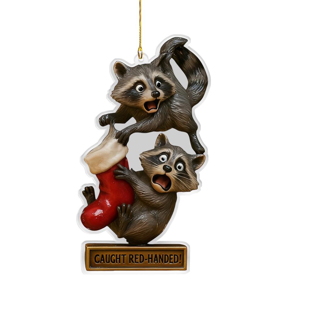 Hilarious Raccoon Christmas Ornament Acrylic Christmas Tree Decoration A Humorous Raccoon Gift For