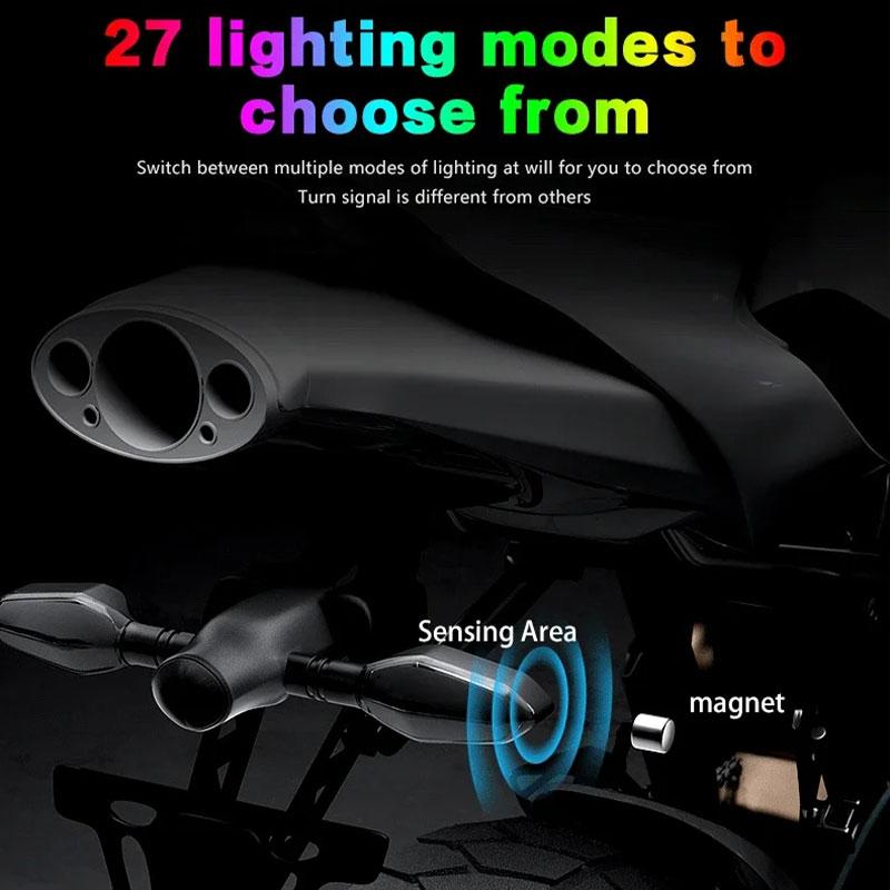 2шт универсальные светодиодные лампы указателя поворота для мотоцикла, цветная проекционная лампа, последовательные мигающие индикаторы, ходовые огни