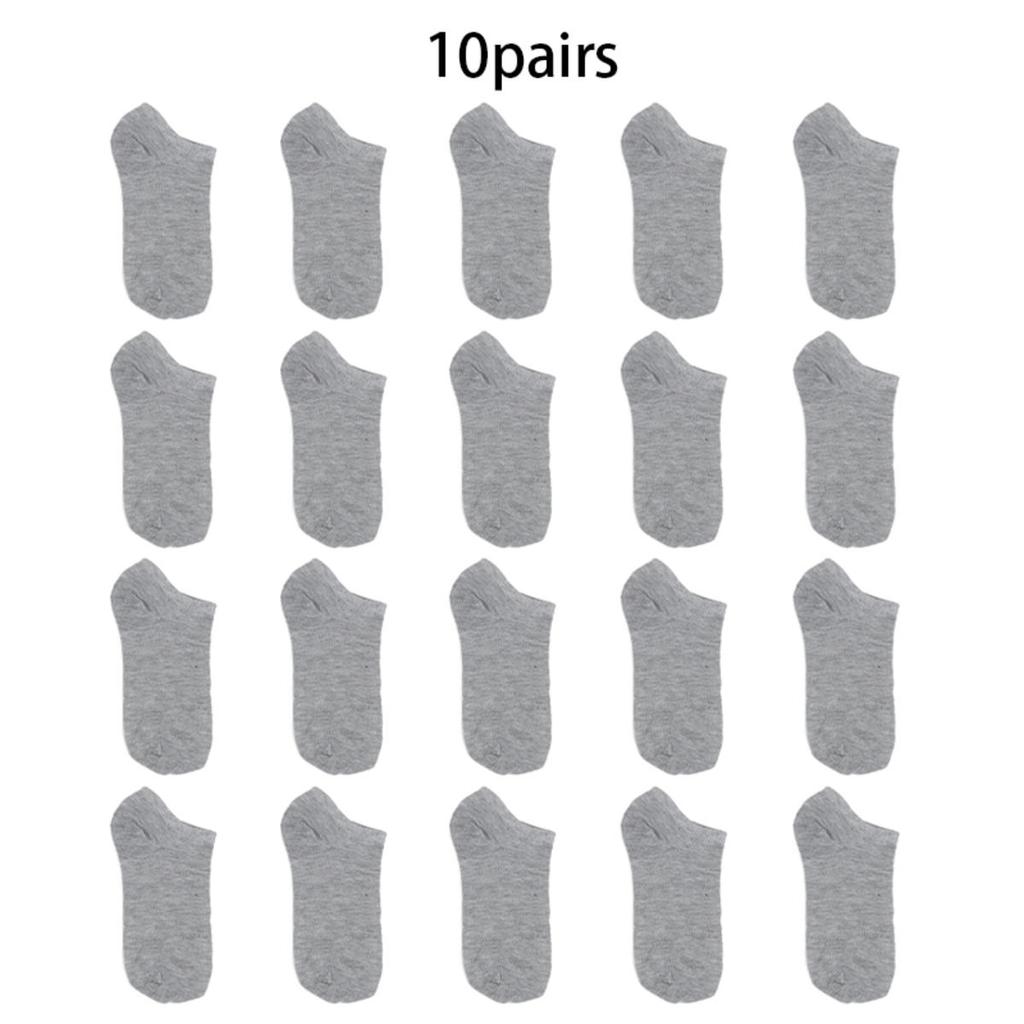 Unisex 10 Pairs Thin Breathable Solid Socks Soft Lightweight Low Cut Ankle Socks Comfy Boat Socks Men Women Short Hosiery
