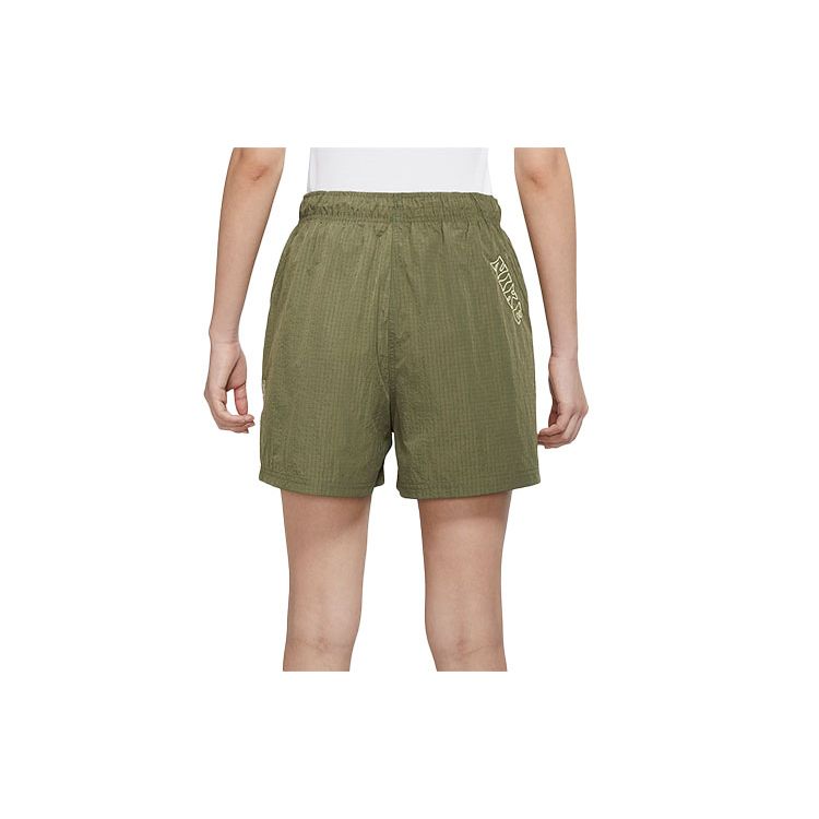 Nike Спортивные шорты с высокой талией, тканые, однотонные, повседневные, спортивные, женские, шорты, средне-оливковый DX6152-222