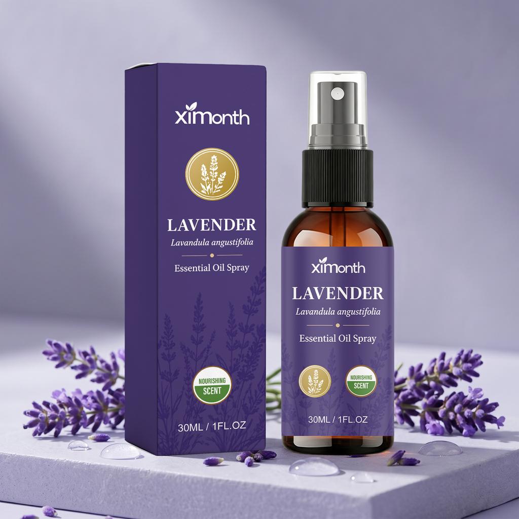 Lavender essential oil spray: a portable, fine-mist spray with a gentle fragrance that enhances the ambiance of your surroundings