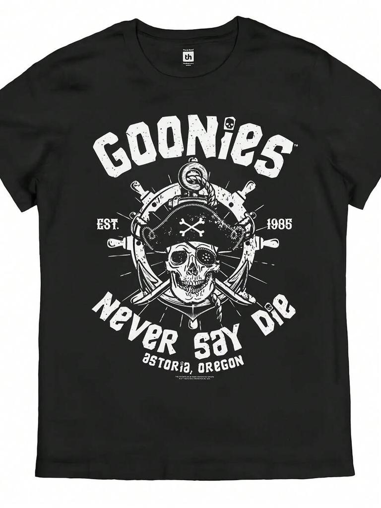 Винтажная унисекс футболка Goonies Never Say Die Ретро Пиратский Череп и Кости Графическая