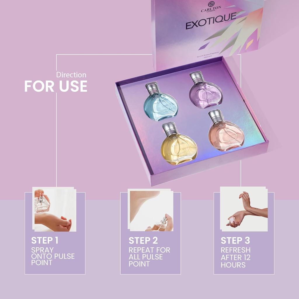 Подарочный набор Exotique, набор из 4 ароматов премиум-класса для женщин по 30 мл каждый I Аромат апельсинового кедра, меда и розы I для девочек и женщин