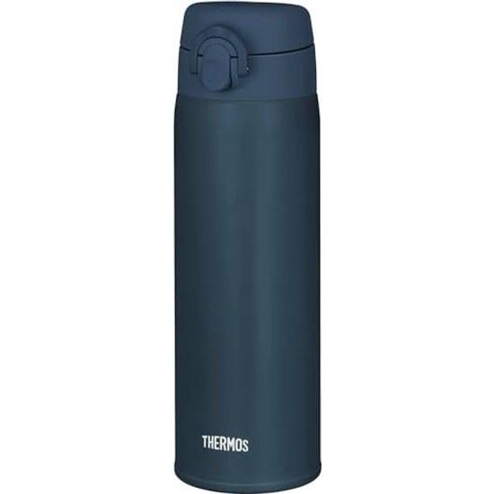 Термос Thermos с вакуумной изоляцией, дорожная кружка, 500 мл, темно-синий, съемный носик для питья, легко моется, ультралегкий, компактный тип, открывается одним касанием, стальная бутылка
