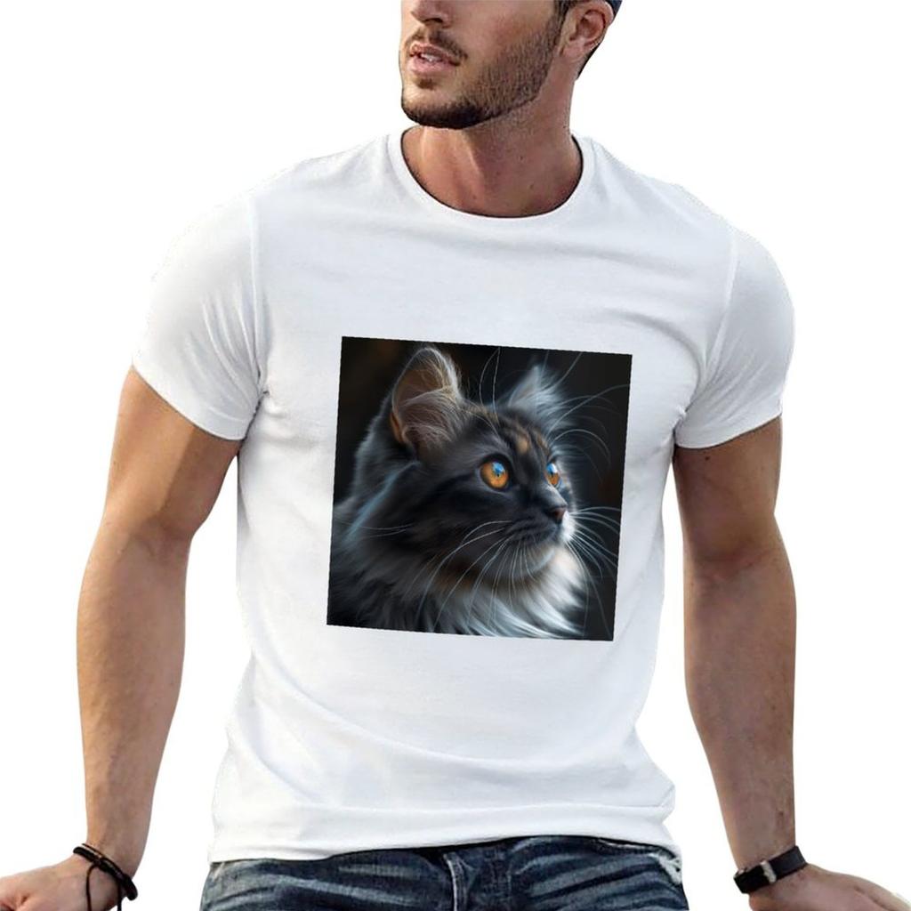 Unisexs 100 Cotton Casual Custom Tee Gaze Of The Mystic Feline Graphic Print
