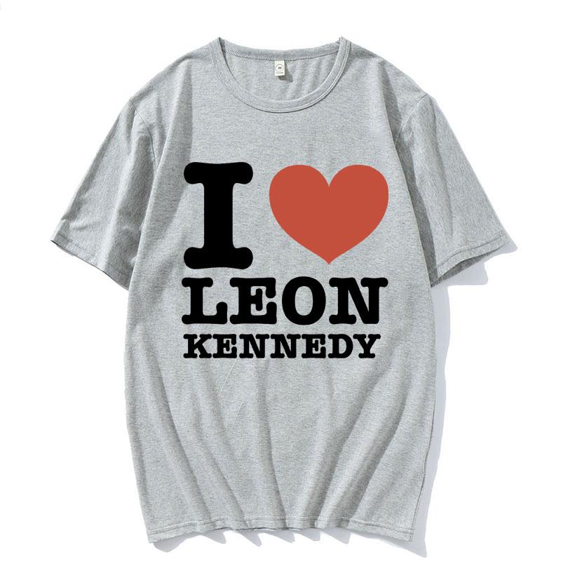 I Heart Leon Kennedy Print TShirts Unisex Womens Clothing Fashion Vintage T Shirt Male Oversized Cotton Short Sleeve Tshirt Tops