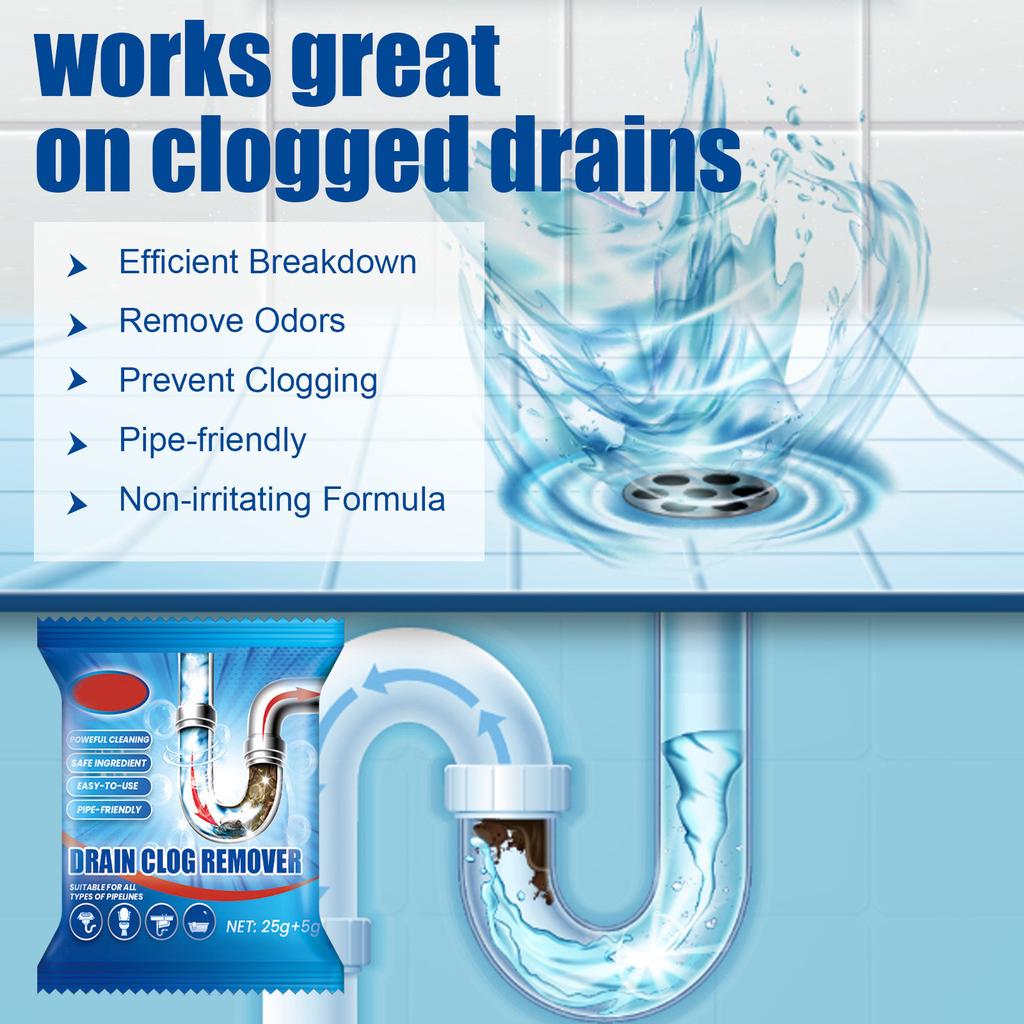 6 шт./коробка Средство для растворения засоров волос в сливе Очиститель слива Дезодорирующий порошок Против засоров Порошок для прочистки труб Растительные экстракты