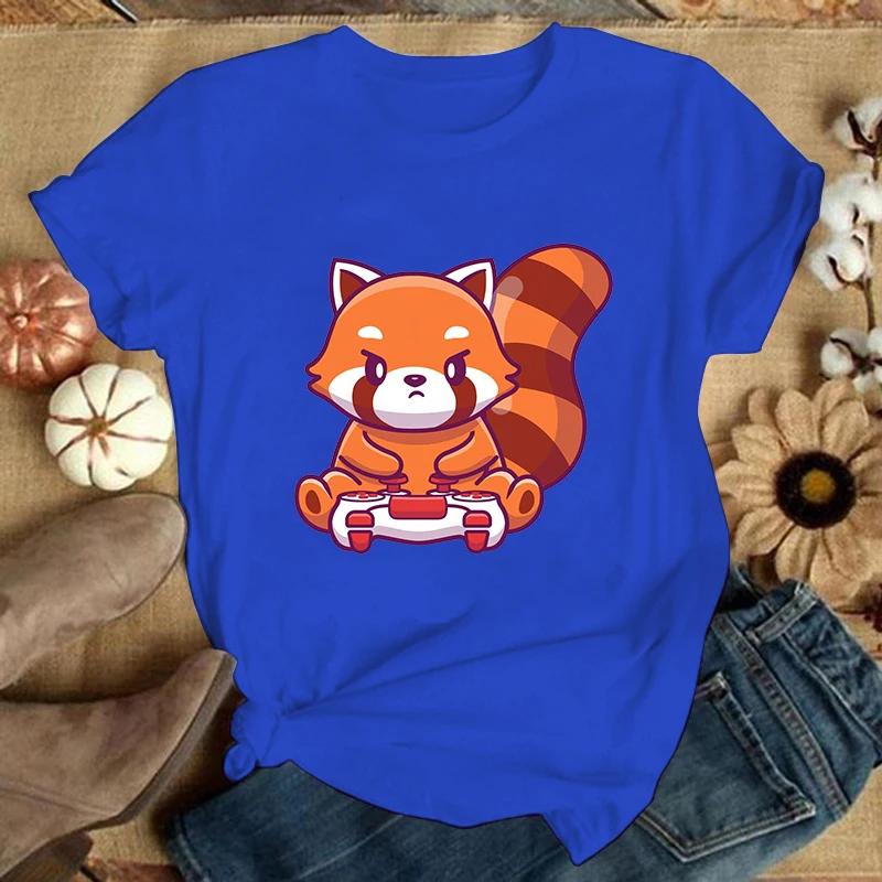 (Премиум-футболка)Футболка Red Panda Games Женская Мода Харадзюку Футболка Лето Прохладный Короткий Рукав Хип-Хоп Топ Футболка