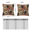 Pugs Autumn Flower Pillowcase Polyester Linen Velvet Creative Zip Decorative Pillow Case Sofa Seater Cushion Case