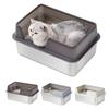 Open Cat Litter Tray With Rim, Stainless Steel Cat Litter Tray, Open Cat Litter Tray With High Rim, Jumb-o Bowl Tray Small Without Lid